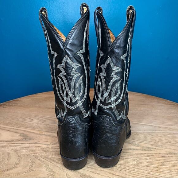 Vintage Tony Lama Western Ostrich Cowboy Boots Exotic Leather Men\'s Size 8D main image 7